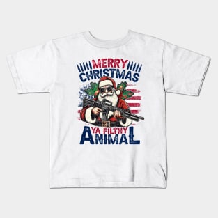 Funny Merry Christmas Ya Filthy Animal ,Christmas shirt ,Winter sign ,Holiday quote ,Retro Christmas cut file Kids T-Shirt